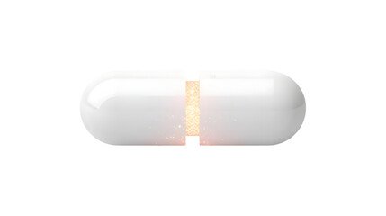 White oval pill with a score line on a black background