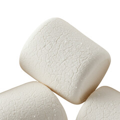 Close-up of a white marshmallow stacked on a transparent background, isolate