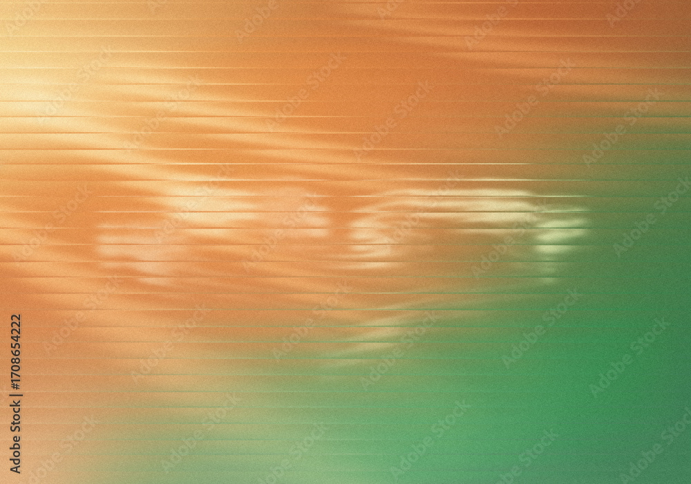 Aufkleber Abstract Image with Horizontal Lines Gradient from Golden Orange to Emerald Green with Textured Surface and Soft Shadows Creating a Unique Aesthetic