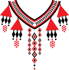 Neckline embroidery design vector graphic template