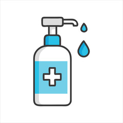 Hand sanitizer bottle with drops for hygiene