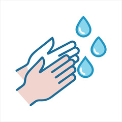 Washing hands with water drops for hygiene