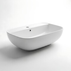 Modern white ceramic washbasin isolated on white background