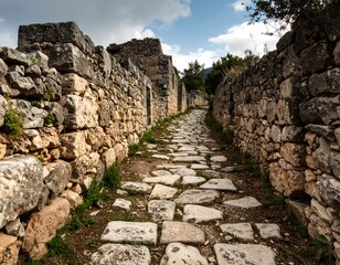Ancient stone path between ruins