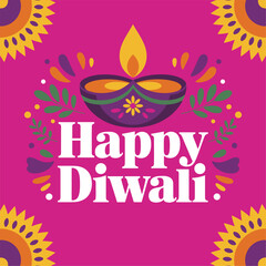 Happy Diwali greeting, ornate rangoli frame, decorative oil lamp, teal background, shining sparks, traditional celebration poster, vector illustration