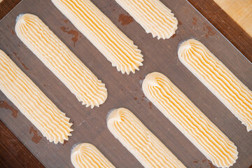 Delicate Pastry Creations Resting on a Baking Sheet