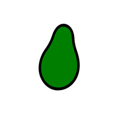 Green Avocado Flat Vector Icon. Minimal avocado fruit vector icon with bold outline, suitable for organic design, diet, and healthy lifestyle themes.