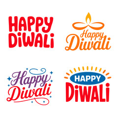 Diwali wordmark, playful yellow bubble letters, burst accents, cheerful headline, minimal white background, fun celebration logo, vector design