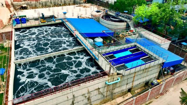 Aerial view of Sustainable industrial wastewater treatment in Bangladesh
