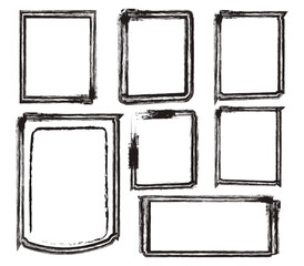 Black Grunge Frames Border Set Isolated on White Background
