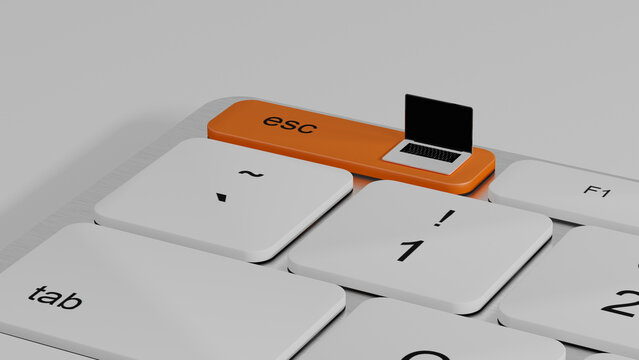 Escape key on computer keyboard highlights technology concept