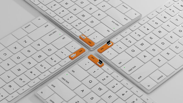 Escape key on computer keyboard highlights technology concept