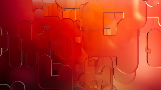 Colorful frosted glass shapes create a striking abstract background