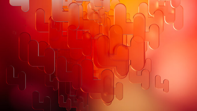 Colorful frosted glass shapes create a striking abstract background