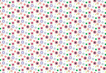 A modern camouflage pattern with retro circles, dots, and geometric shapes in multi color bright retro. Perfect for gift wrap, backgrounds, or prototype vehicle designs.
