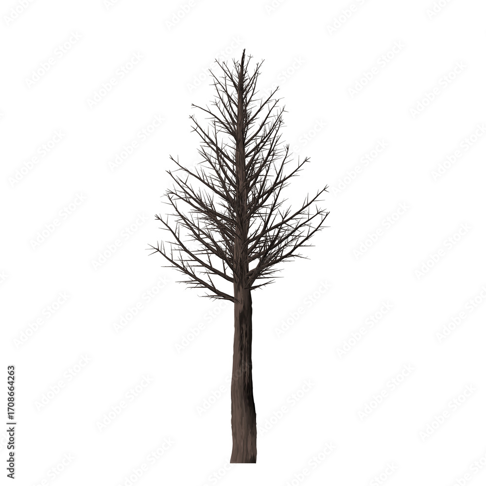 Poster a solitary tree with bare branches standing against a stark black background in a simple composition