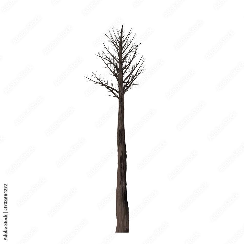 Aufkleber a solitary tree with sparse foliage stands against a stark black background in a simple composition