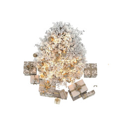 Christmas tree and gift boxes, decor 3d render