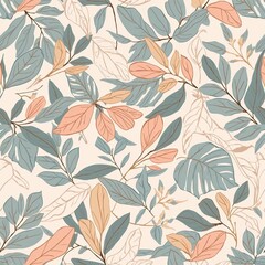 Botanical seamless pattern with leaves