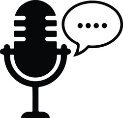 Microphone and speech bubble representing podcasting broadcast vector illustrator