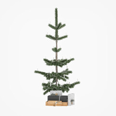 Christmas tree and gift boxes, decor 3d render
