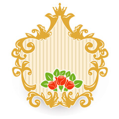 Vintage frame decorated with roses, decoration for greeting cards and invitations, vector illustration