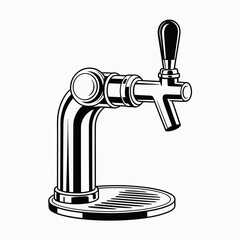 Elegant Beer Tap Illustration in Black and White for Pubs and Breweries Detailed and Clean Design