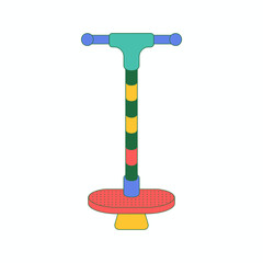 Colorful Pogo Stick Illustration on White Background for Childrens Design Projects and Childhood Activity Themes with Clean Lines and Bright Colors