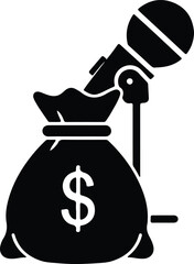 Money bag and microphone rap battle earnings vector illustrator