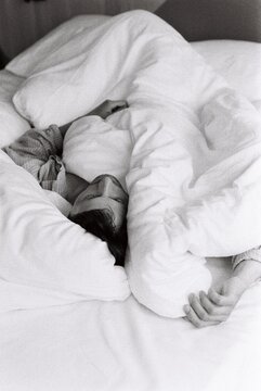 Male portrait in bed