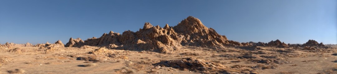 Exported rocky desert under clear sky hdri panoramic view vibrant landscape nature environment