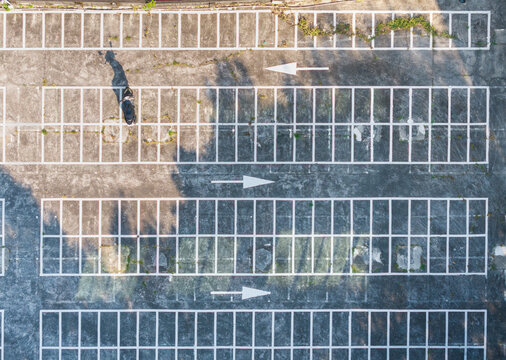 Aerial Motorcycle Parking Lot Grid Layout View