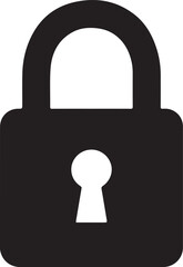 Lock padlock silhouette vector, security and protection icon for privacy, safety, and digital projects.
