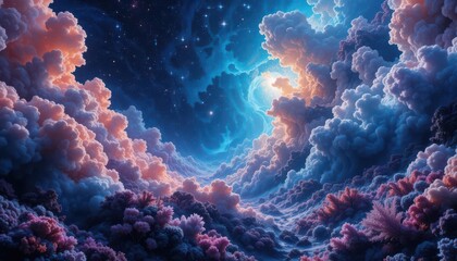Abstract Electronic Space Art Depicting the Beauty of a Cosmic Reef in 5K Resolution