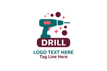 Modern Drill Logo Design for Construction and Renovation Services with Sparkling Elements and Placeholder Text for Branding Initiatives