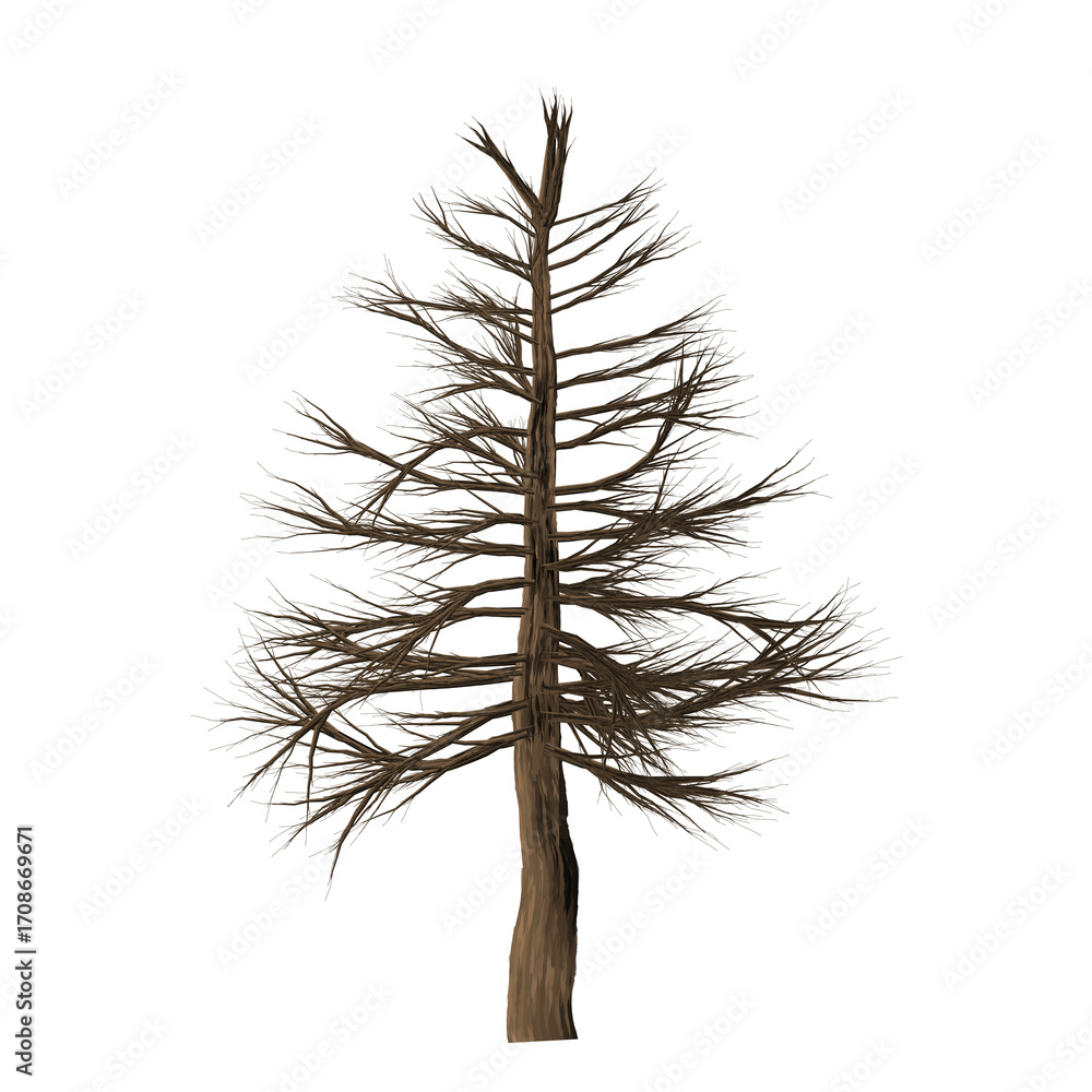 Poster a solitary brown tree with sparse foliage stands against a stark black background in a simple image