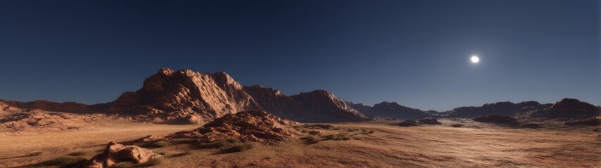Naklejka premium Breathtaking rocky desert landscape clear sky hdri panoramic view natural environment scenic perspective