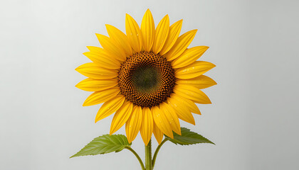 Obraz premium Sunflower with Green Leaves on White Background image (18