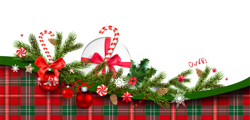 Gift boxes on tartan border