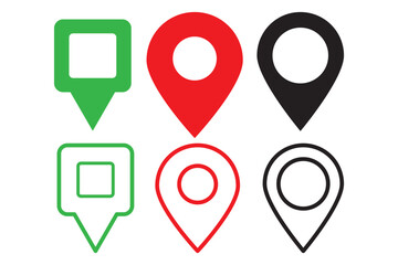 Red map pin location icon. white background. Design EPS 10 