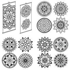 silhouette mandala vector set collection on white background