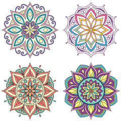 silhouette mandala vector set collection on white background