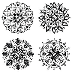 silhouette mandala vector set collection on white background