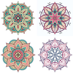 silhouette mandala vector set collection on white background