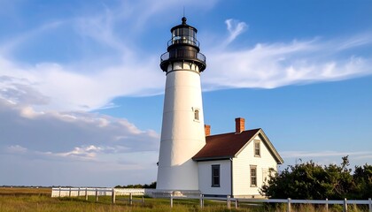 Majestic Cape Charles Lighthouse under a Blue Sky