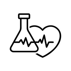 Laboratory flask and heart line illustrating health concepts  