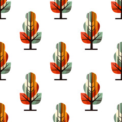 autumn tree seamless pattern