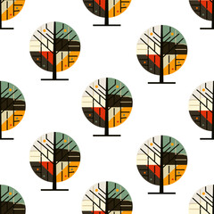 autumn tree seamless pattern