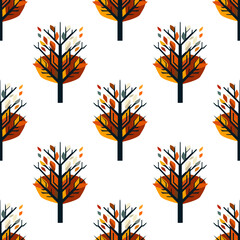 autumn tree seamless pattern