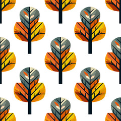 autumn tree seamless pattern